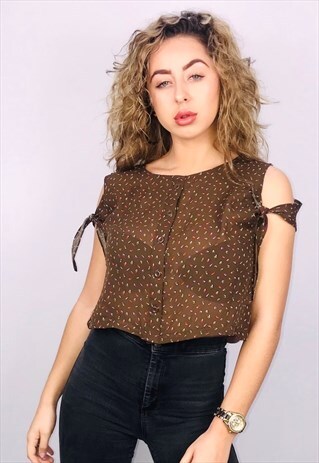VINTAGE REWORKED COLD SHOULDER CROP TOP