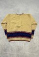 VINTAGE KNITTED JUMPER GRAPE PATTERNED CHUNKY KNIT SWEATER