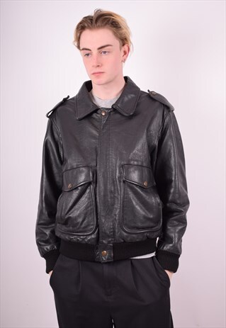 MENS VINTAGE JACKET MEDIUM BLACK 90'S