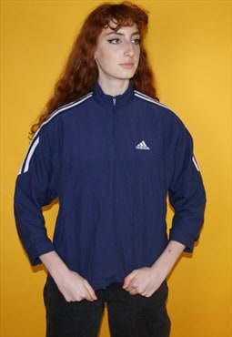 Vintage 90s Adidas Quarter Zip Jacket w Fleece Lining