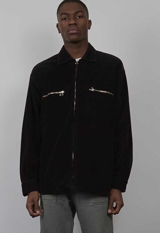 VINTAGE 90'S BLACK HEAVY CORDUROY WORKMAN JACKET