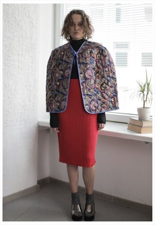 VINTAGE 80'S MULTI COLOUR PATTERNED CAPE