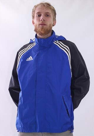 VINTAGE MENS ADIDAS WINDBREAKER RAINCOAT TEAM SOCCER JACKET