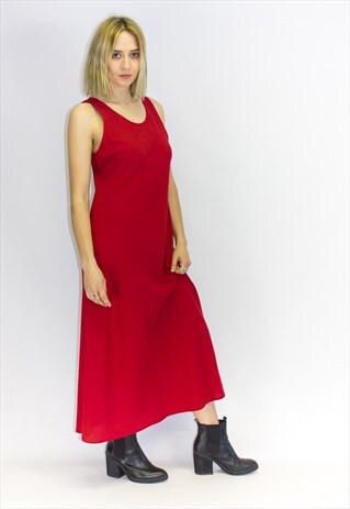 VINTAGE 90'S RED HEAVY COTTON DRESS