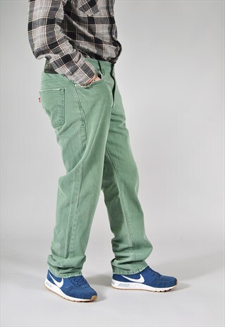 VINTAGE LEVI'S 511 X GREEN SLIM STRAIGHT DISTRESSED JEAN