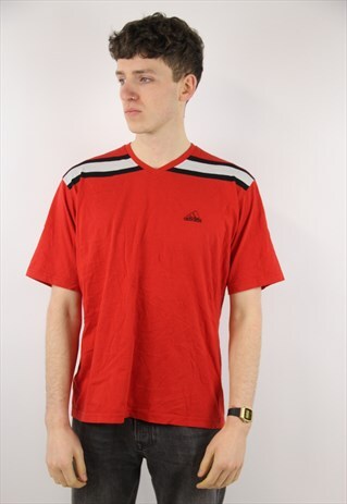 VINTAGE ADIDAS STRIPED RED T-SHIRT