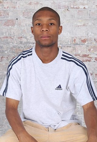 VINTAGE ADIDAS 3 STRIPE LOGO T-SHIRT WHITE