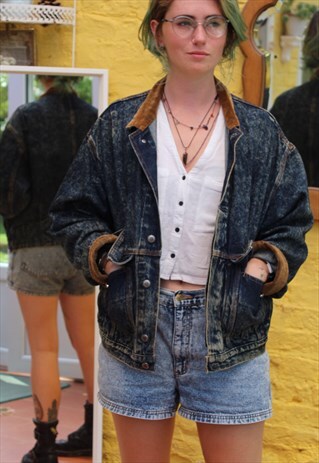 VINTAGE 80'S LEVI'S MARBLE WASH DENIM JACKET SIZE M/L