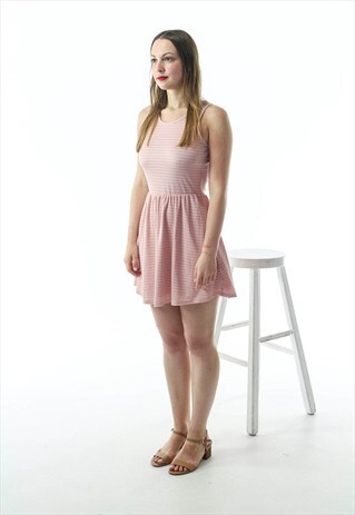 PINK STRIPPED DRESS / SLEEVELESS MIDI DRESS