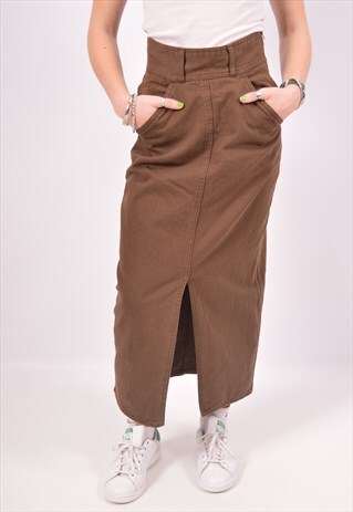 VINTAGE FERRE DENIM SKIRT BROWN
