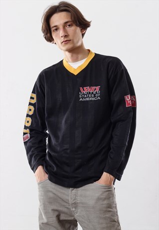 90'S VINTAGE MENS LEVIS MBL USA LONG SLEEVE JERSEY SHIRT