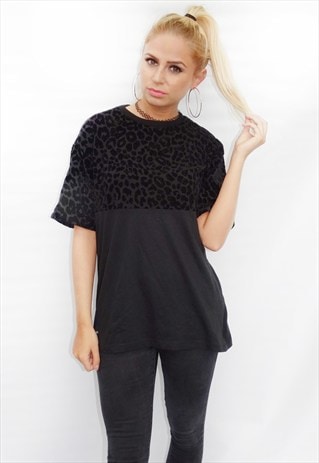 BLACK LEOPARD JERSEY T-SHIRT