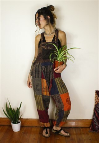 FAIRTRADE PATCHWORK HIPPIE DUNGAREES