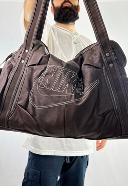 Deadstock Vintage Nike Spellout Shoulder Bag in Brown