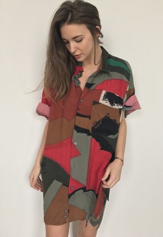 PATTERNED OVERSIZED RETRO VINTAGE UNISEX FESTIVAL SHIR