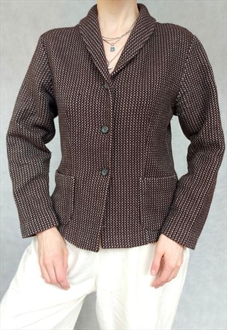 GERMAN WOOL JACKET, VINTAGE BROWN BLAZER, MEDIUM SIZE 