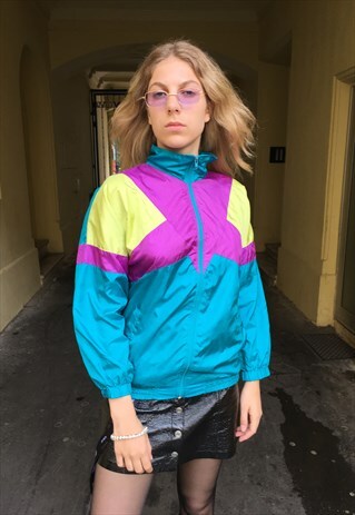 VINTAGE 90' OLDSCHOOL COOL MULTICOLOURED ZIPPED JACKET