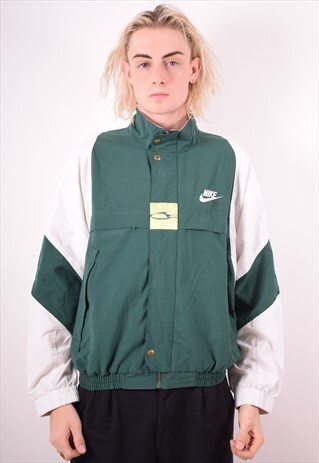 NIKE MENS VINTAGE TRACKSUIT TOP JACKET MEDIUM GREEN 90S