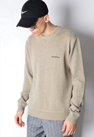 JEAN PAUL VINTAGE 90S BEIGE KNIT MINIMALIST JUMPER