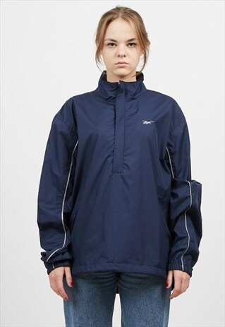 VINTAGE NAVY REEBOK 1/4 ZIP PULLOVER WINDBREAKER JACKET