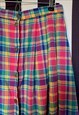 VINTAGE 80S MIDI MULTICOLOURED PLAID TARTAN SKIRT, UK12/14