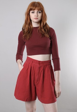 VINTAGE 80S RED HIGH WAISTED CULOTTE SHORTS