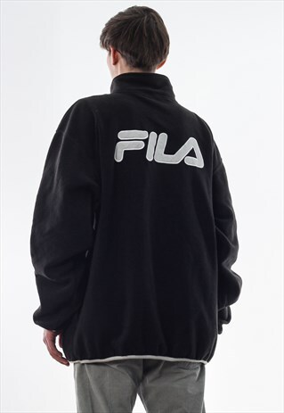 VINTAGE FILA PULLOVER JACKET 90S BLACK BIG LOGO