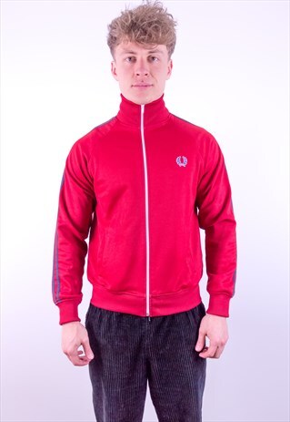 VINTAGE FRED PERRY STRIPED JACKET IN RED