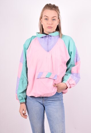 WOMENS VINTAGE PULLOVER TRACKSUIT TOP JACKET LARGE MULTI 90