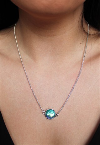 BLUE IRIDESCENT DRAGON SCALE NECKLACE