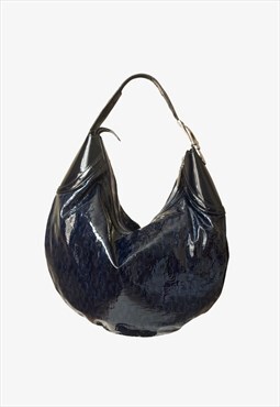 Vintage Gucci Horsebite Embossed Amalfi Blue Bag