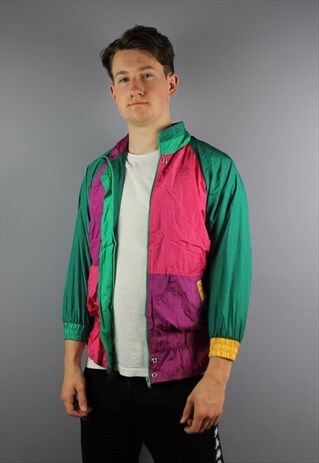 VINTAGE FESTIVAL SHELL WINDBREAKER IN PURPLE/PINK WITH POCKE