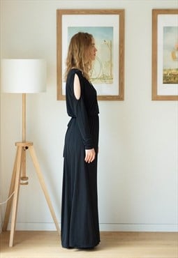 Black maxi long cut out sleeves dress
