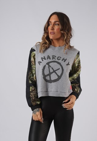 CROPPED SWEATSHIRT SHELL OVERSIZED TOP BICH UK 6 - 8 (HKEV)