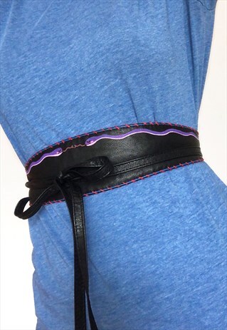SNAKE HANDPAINTED LEATHER TIE BELT