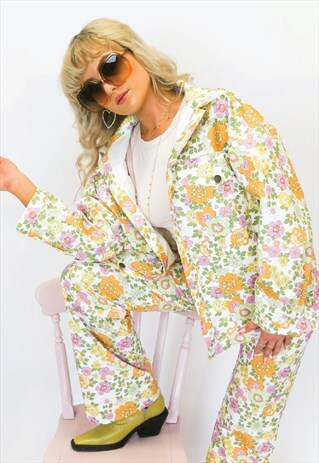 JUNGLECLUB OVERSIZED DENIM JACKET WITH FLORAL PRINT