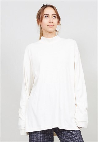 VINTAGE CREAM OVERSIZED TURTLE NECK TOP