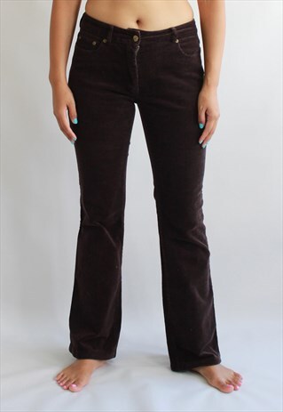 BROWN CORDUROY HIGH WAIST TROUSERS
