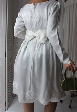 Vintage 1940s/50s Deadstock Ivory White Satin Dress