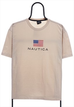 Vintage Nautica Cream Logo TShirt Mens