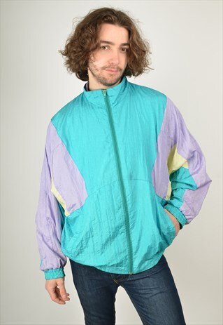 VINTAGE 80'S SHELL JACKET FESTIVAL PATTERNED