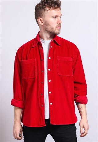 VINTAGE CORDUROY CORD SHIRT RED