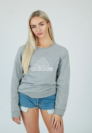 00S ADIDAS SPELL OUT LOGO MARK GREY SWEATSHIRT