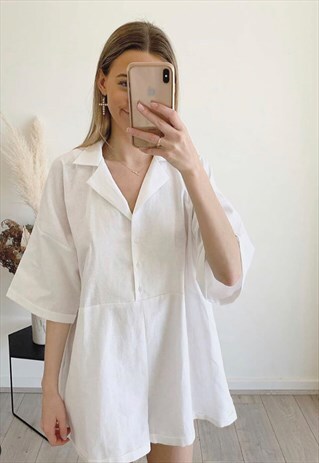 EVA SHIRT PLAYSUIT WHITE