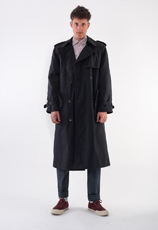 RARE VINTAGE YVES SAINT LAURE YSL WINTER TRENCH COAT 90S BLA