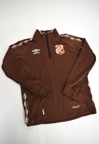 VINTAGE 90S UMBRO BROWN MIX LOGO 3/4 ZIP SWEATSHIRT