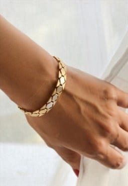 Gold chain bracelet geometric flat statement jewelry gift