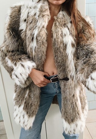 VINTAGE 80S LUXE PARISIAN OVERSIZED FAUX FUR TEDDY COAT