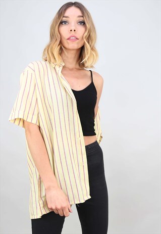 VINTAGE OVERSIZED SHORT SLEEVE STRIPE SHIRT