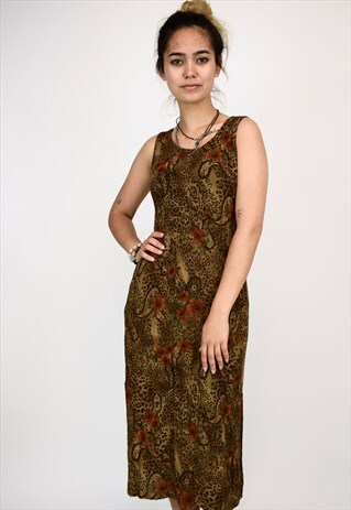 VINTAGE 90'S PATTERNED MIDI DRESS